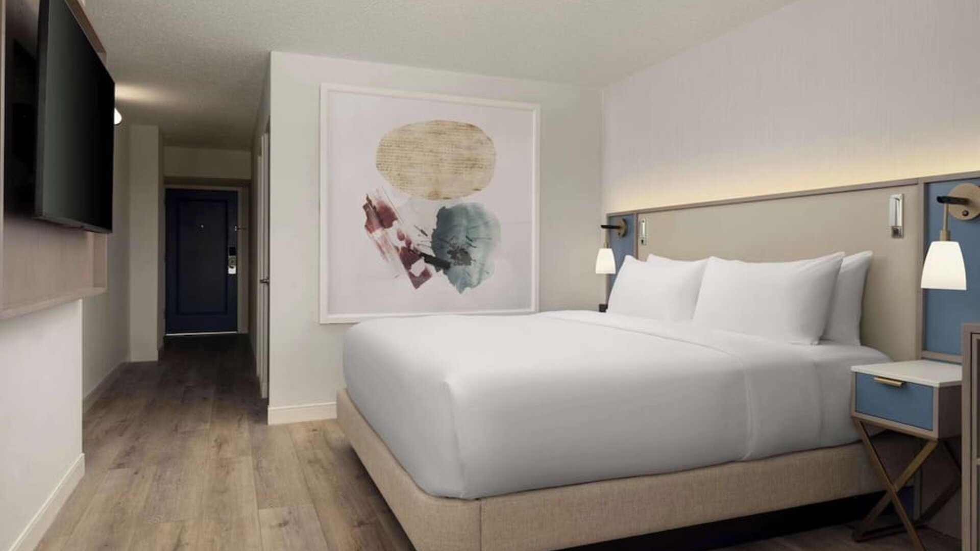 King bed at Sonesta White Plains Downtown.