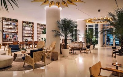 Lobby lounge at Nautilus Sonesta Miami Beach.