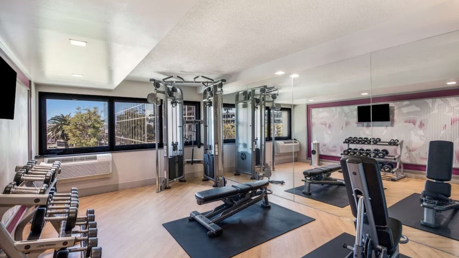 Fully equipped fitness center at Sonesta Los Angeles Airport LAX.