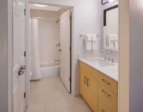 Private guest bathroom at Sonesta ES Suites Andover Boston.