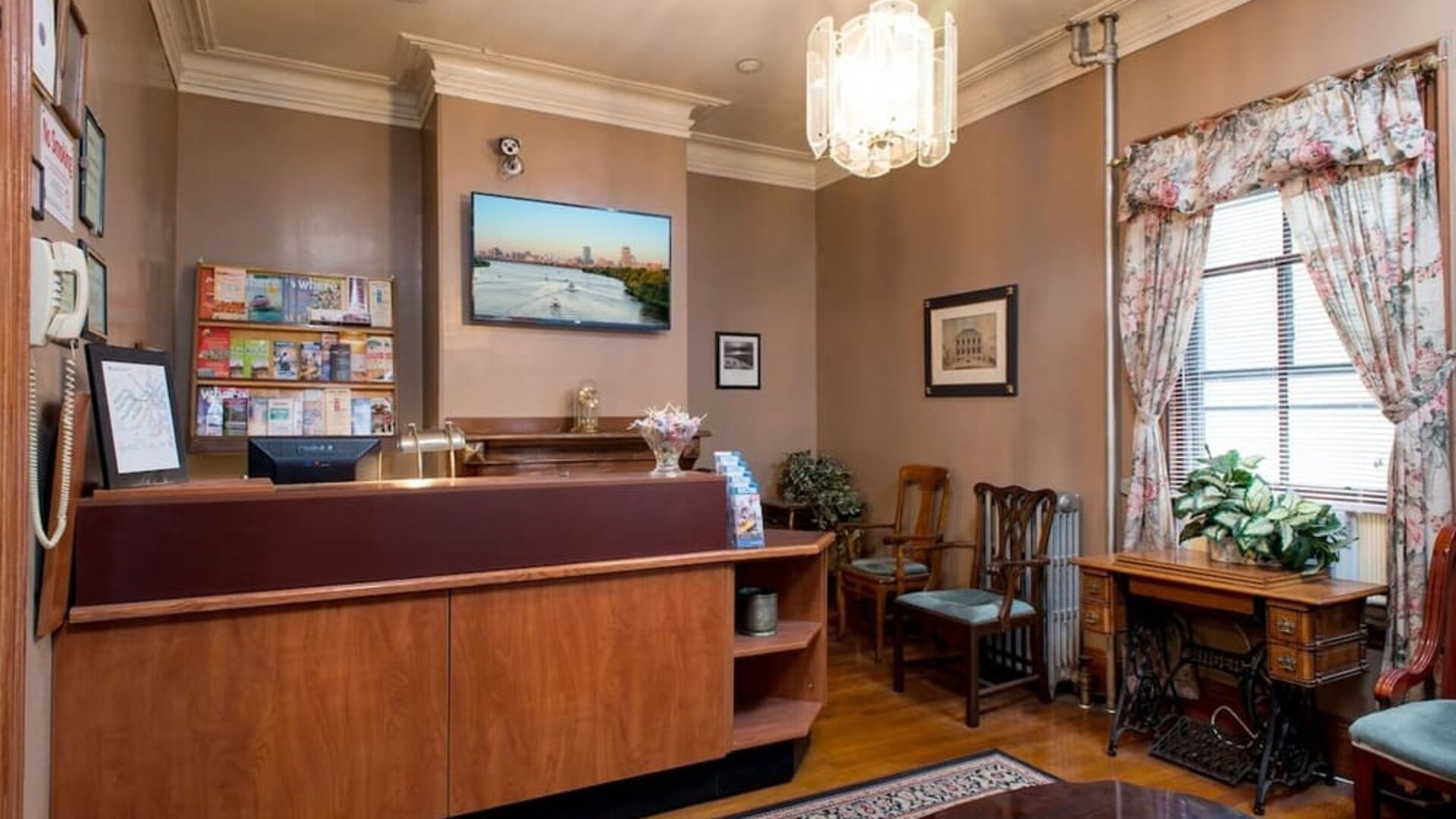 Reception with lounge seating at The Farrington Inn.
