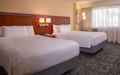 Bright and spacious day use twin room at Sonesta Select Charlotte University Research Park.