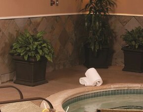 Relaxing indoor spa tub at DoubleTree By Hilton Tulsa-Downtown.

