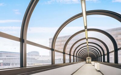 Overpass bridge at Hilton Rosemont/Chicago O'Hare.