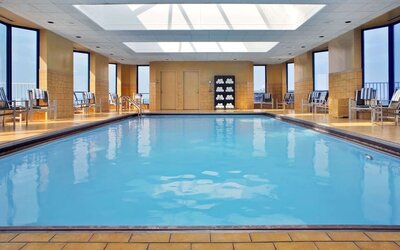 Refreshing indoor pool at Hilton Rosemont/Chicago O'Hare.