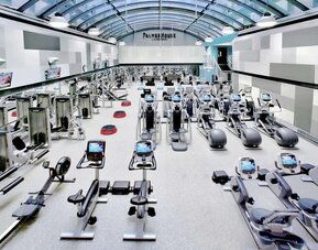 Well-equipped fitness center at Palmer House A Hilton Hotel.