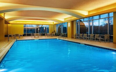 Refreshing indoor pool at Embassy Suites By Hilton Hampton Convention Center.