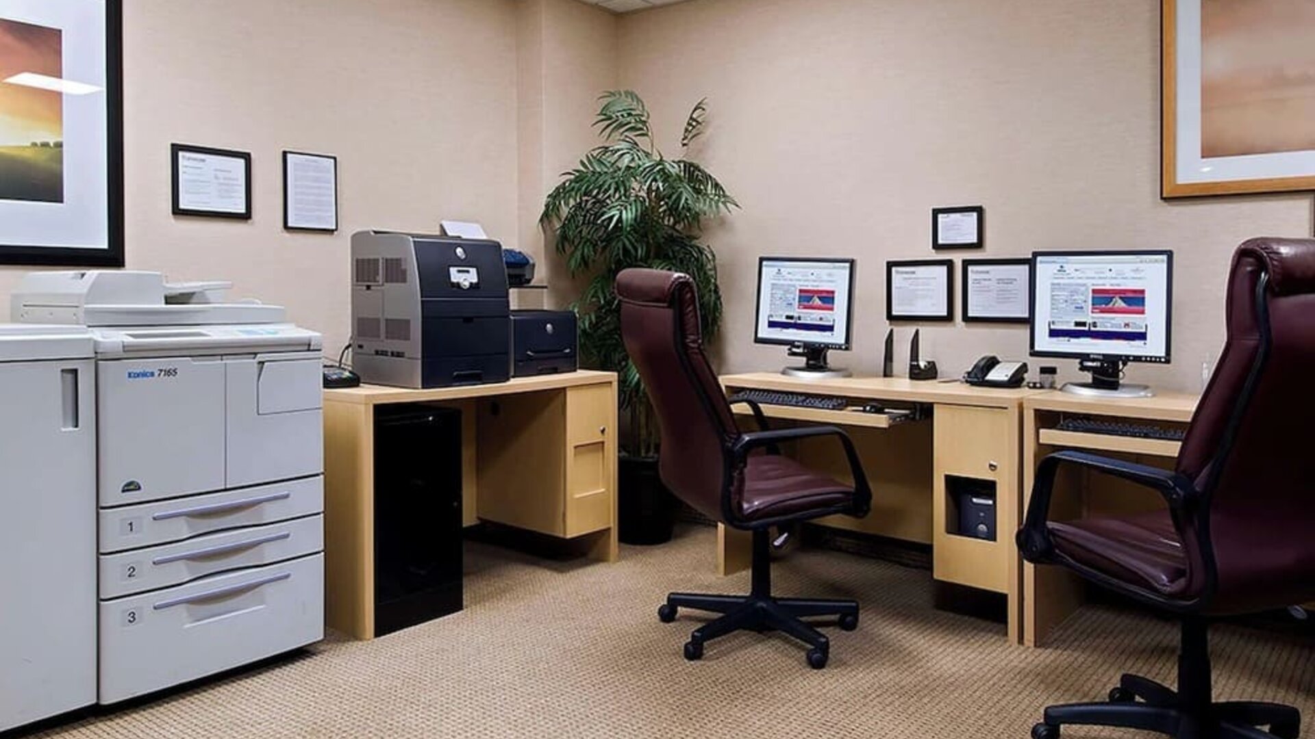 Business center at Hilton Chicago O'Hare Airport.