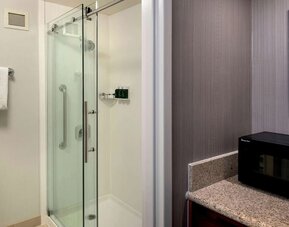 Private guest bathroom with shower at Sonesta Select Boston Milford.