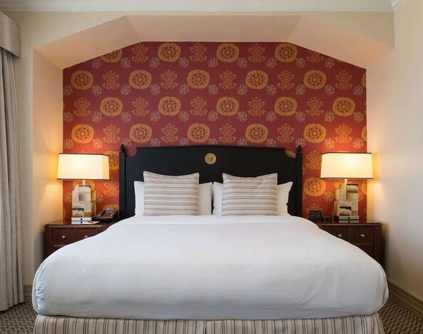 King bed at The Stephen F Austin Royal Sonesta Hotel.