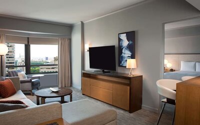Day use room with living area at New York Hilton Midtown.