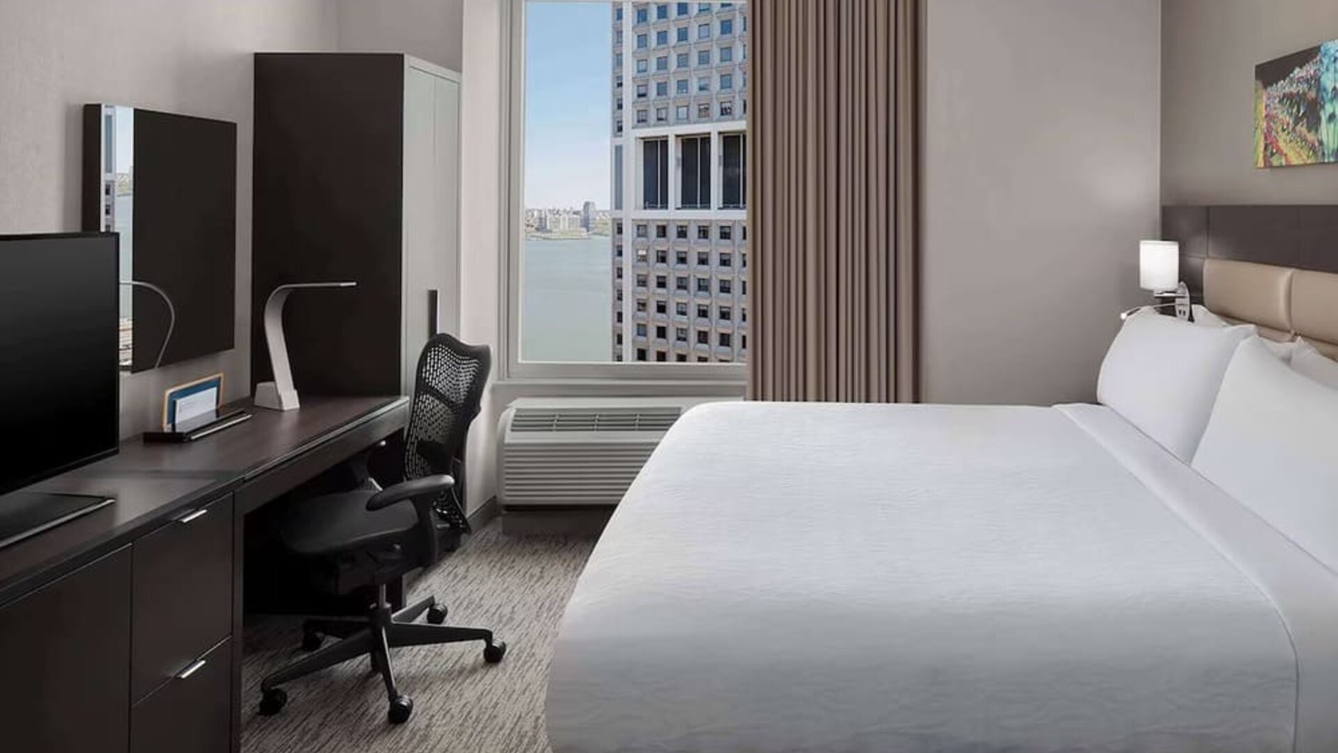 Day use room with work station at Hilton Garden Inn NYC Financial Center/Manhattan Downtown.
