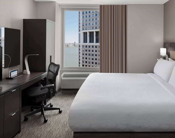 Day use room with work station at Hilton Garden Inn NYC Financial Center/Manhattan Downtown.
