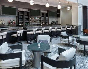 Hotel bar at Hilton Charlotte Airport.

