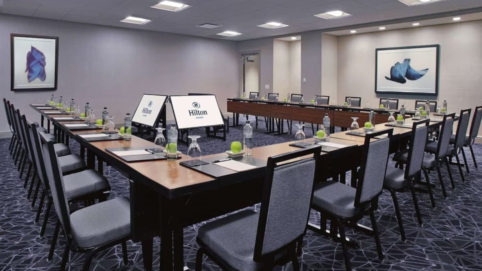 Spacious meeting room at Hilton Chicago.
