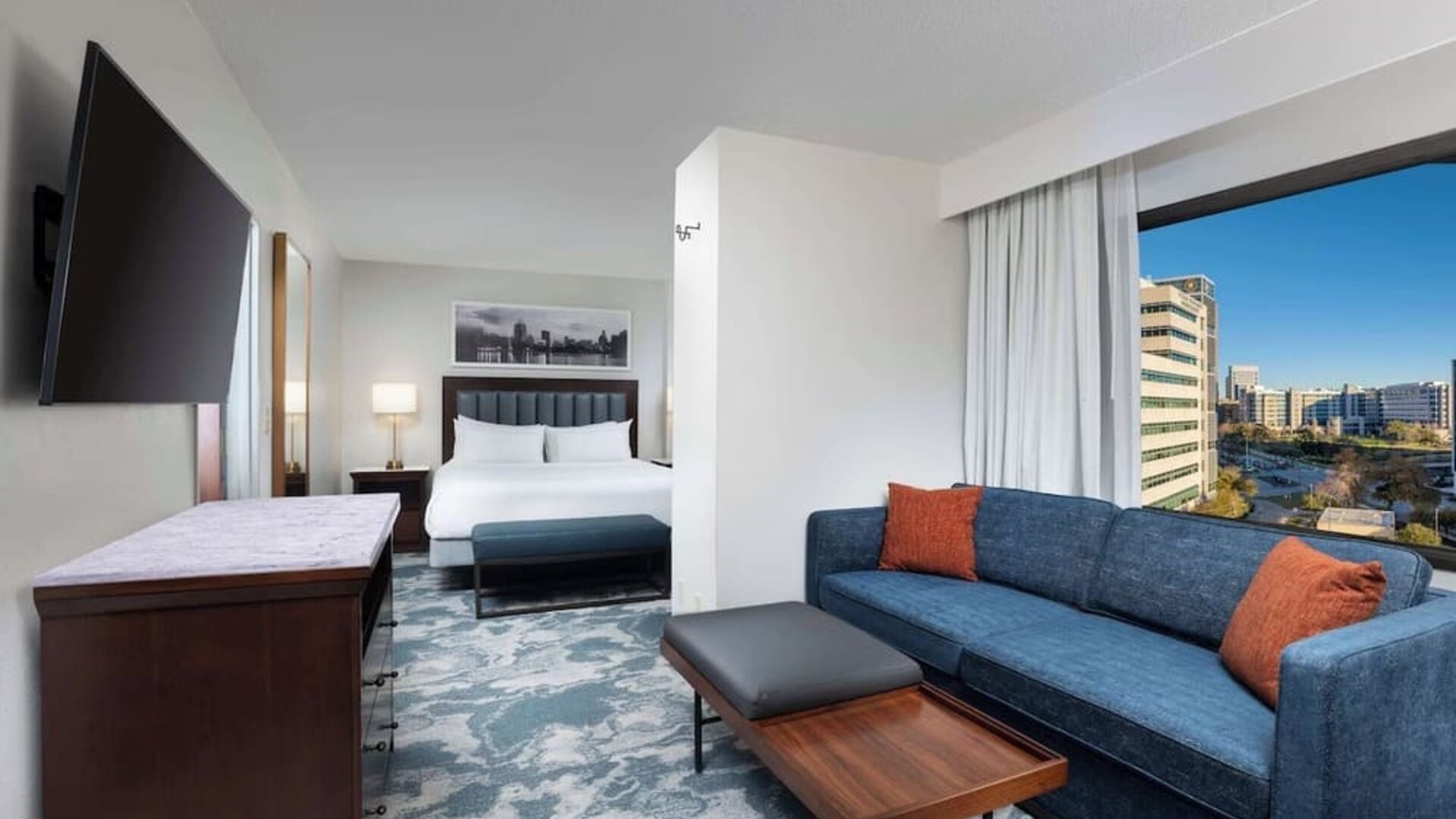 Day use room with living area at Doubletree By Hilton Houston Medical Center Hotel & Suites.