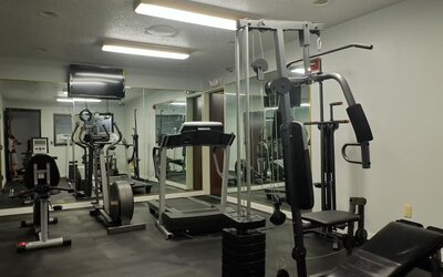 Fitness center at Quality Inn & Suites Woodstock Near Lake Geneva.