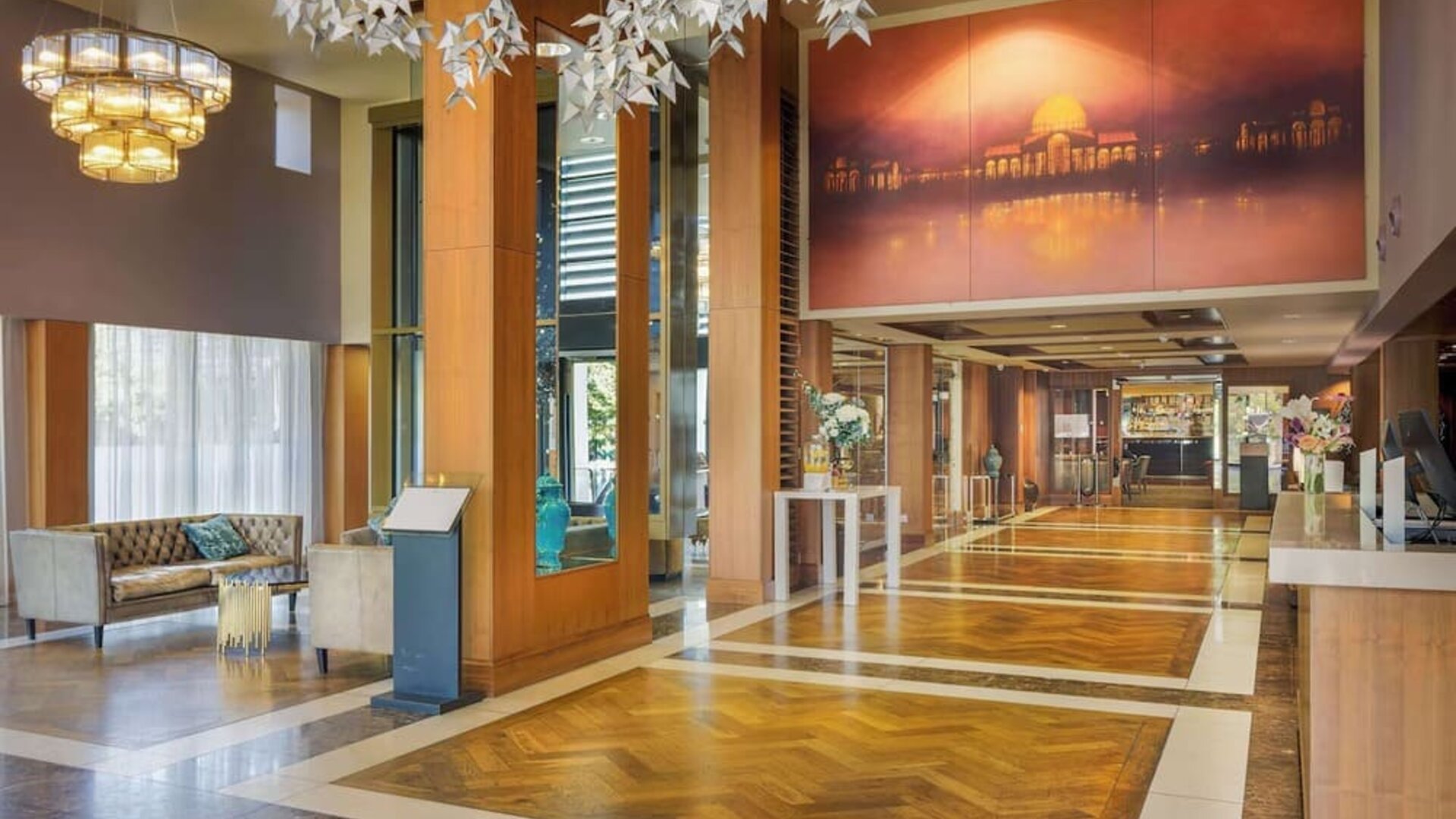 Reception hall at Hilton London Syon Park.