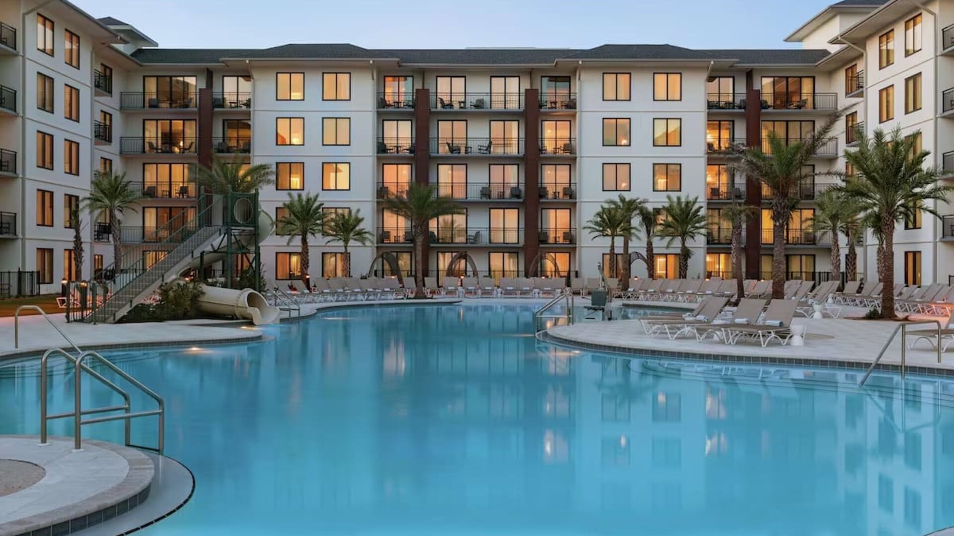 Outdoor pool at Embassy Suites By Hilton Panama City Beach Resort.