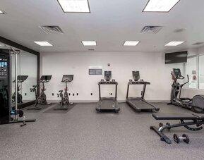 Well equipped fitness center at Hilton Garden Inn Milwaukee Northwest Conference Center.