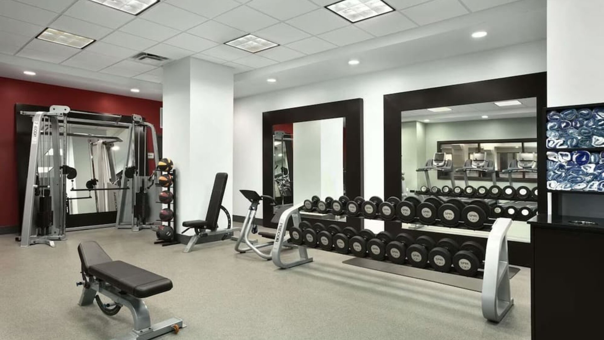 Fitness center at Embassy Suites By Hilton St. Louis Downtown.