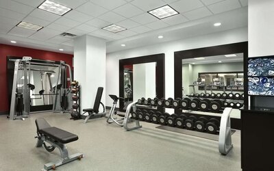 Fitness center at Embassy Suites By Hilton St. Louis Downtown.