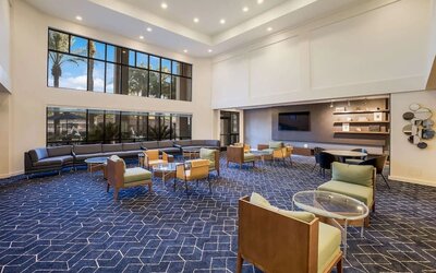 Spacious lobby and coworking lounge at Sonesta Select Phoenix Chandler.