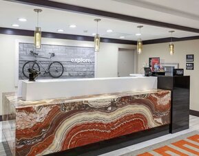 Reception desk at Hampton Inn & Suites Houston-Bush Intercontinental Aprt.