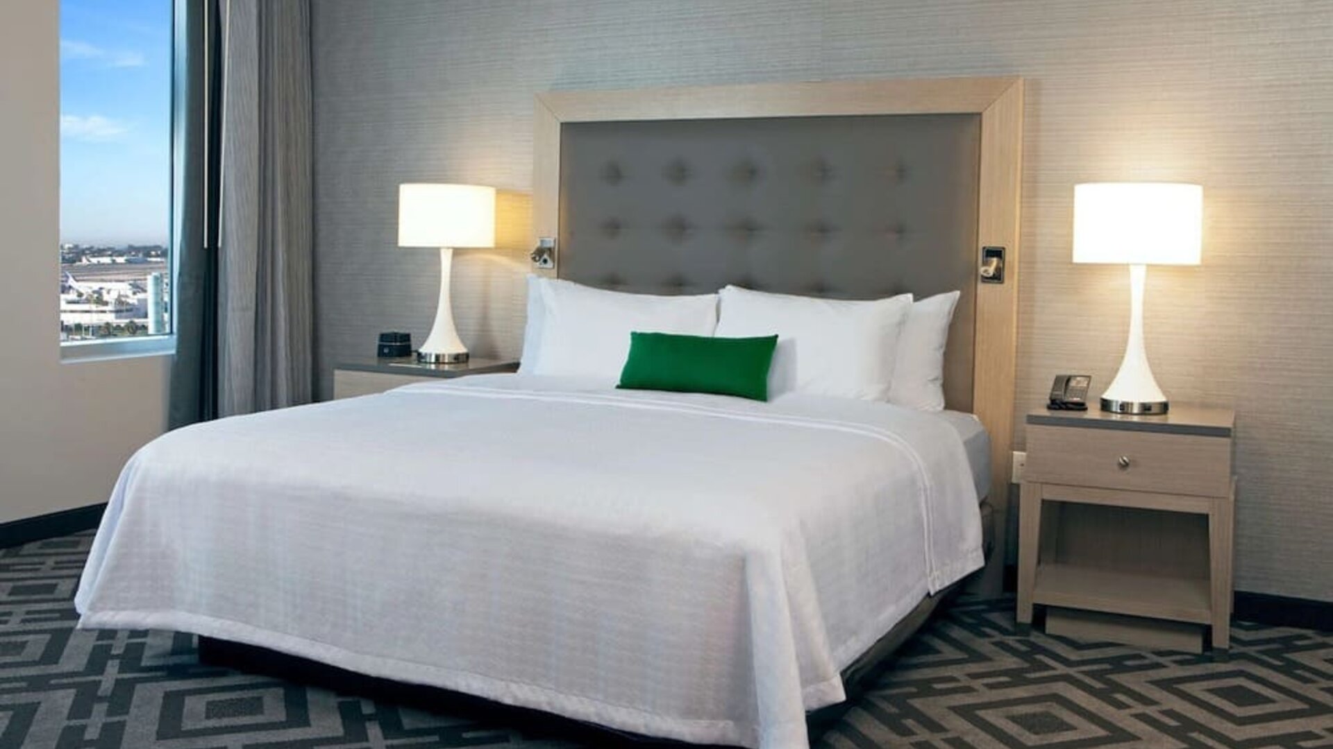 King room at Homewood Suites By Hilton Los Angeles International Airport.