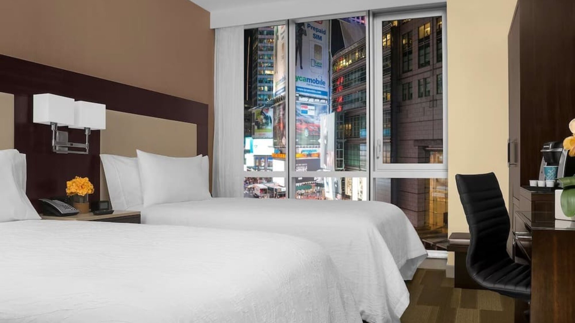 Day use twin room at Hilton Garden Inn New York/Times Square Central.