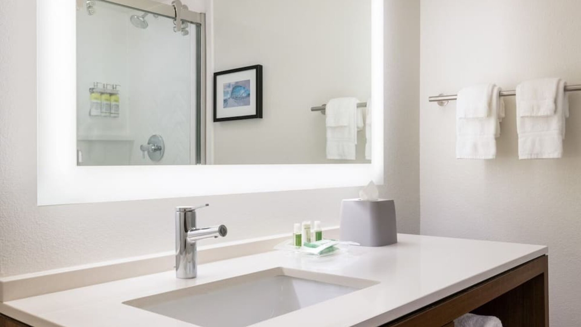 Guest bathroom at DoubleTree By Hilton Fort Worth South.