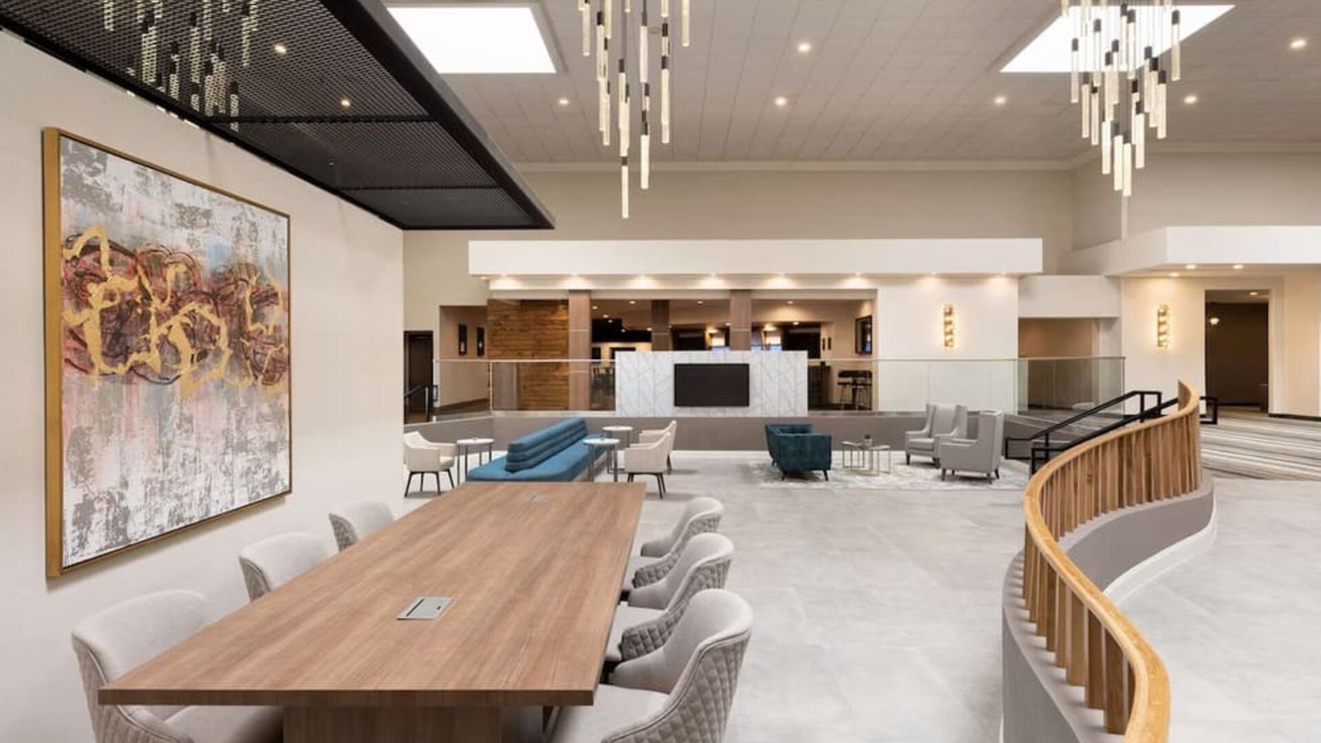 Workspace and business center Lounge and TV at DoubleTree By Hilton Fort Worth South.