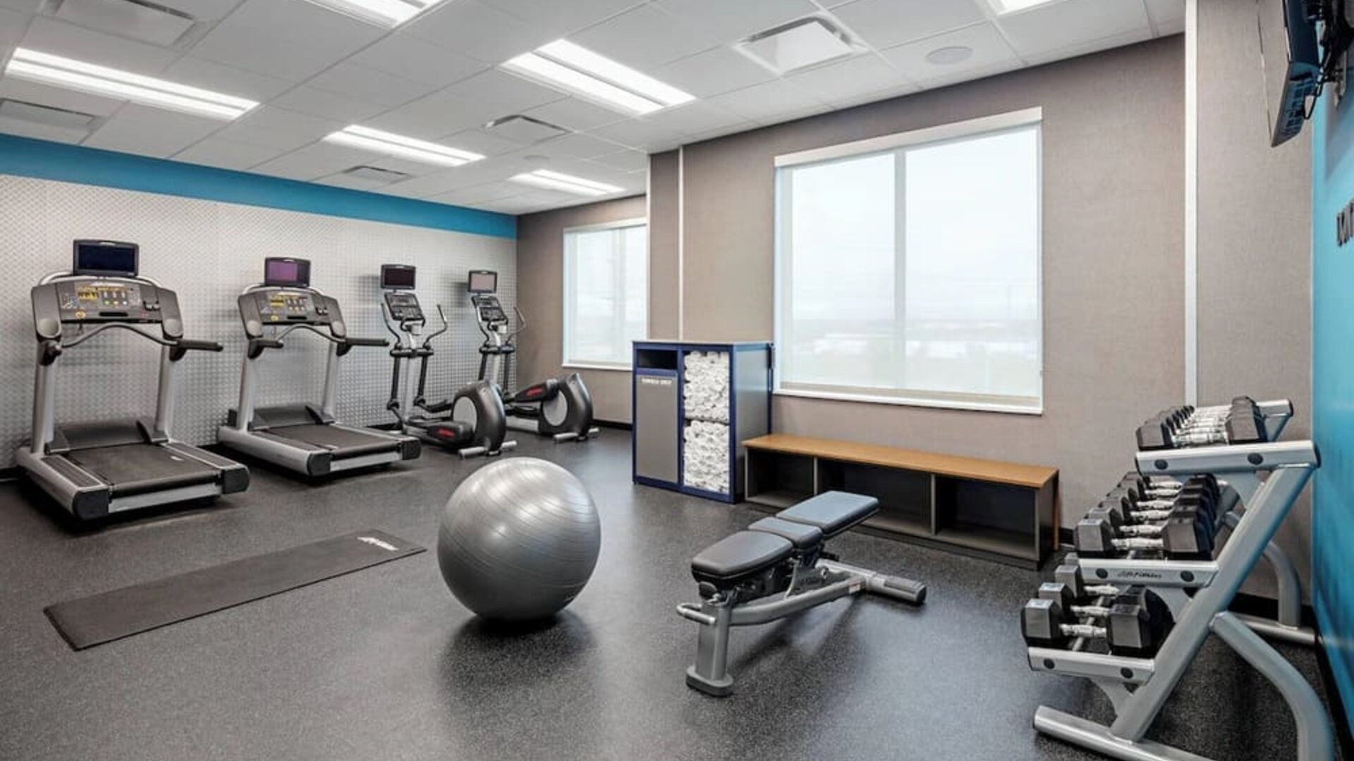 Fitness center at Fairfield Inn & Suites By Marriott North Bergen.