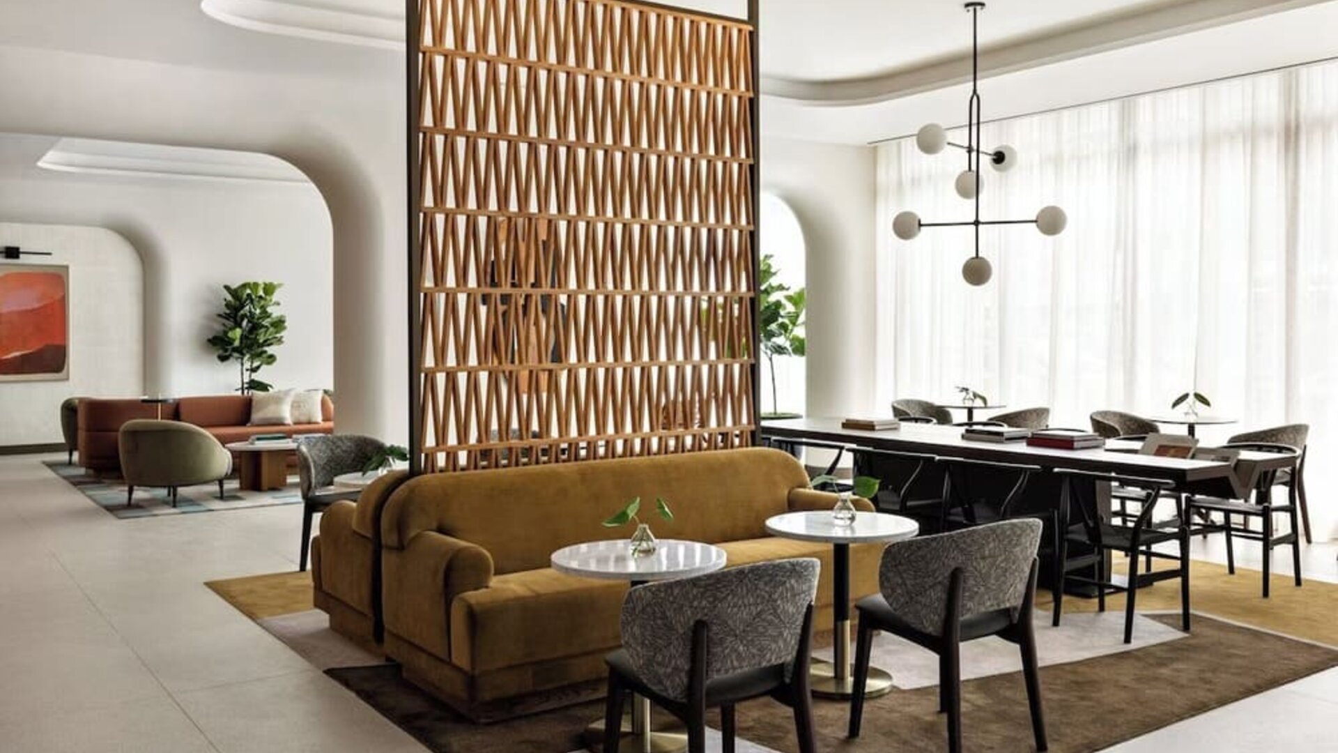 Hotel lobby at Kimpton Theta New York - Times Square.