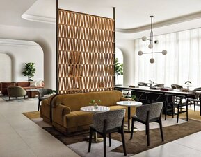 Hotel lobby at Kimpton Theta New York - Times Square.