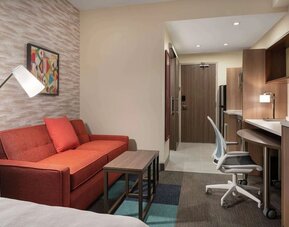 Day use room's workspace at 	Home2 Suites By Hilton Denver Downtown Convention Center.