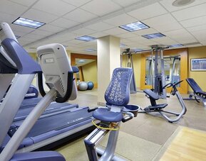 Well equipped fitness center at Hilton Newark Airport.