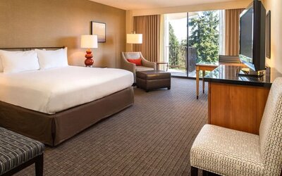 King room with TV at DoubleTree By Hilton Seattle Airport.
