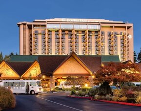 Hotel exterior at DoubleTree By Hilton Seattle Airport.
