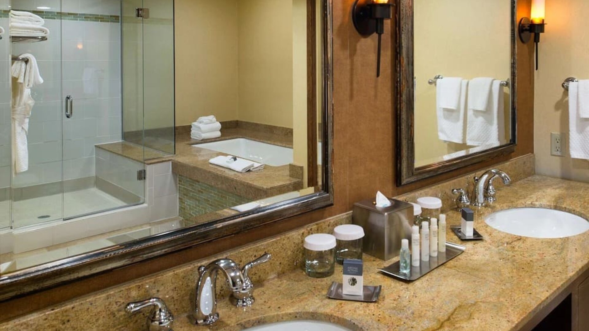 Guest bathroom at DoubleTree By Hilton Seattle Airport.