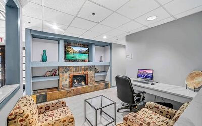 Business center and workspace at Radisson Hotel Schaumburg.