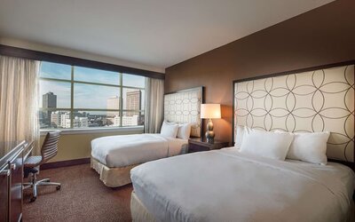 Day use twin room with workspace at Hilton Baton Rouge Capitol Center.