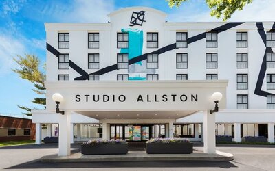 Hotel exterior at Hotel Studio Allston.