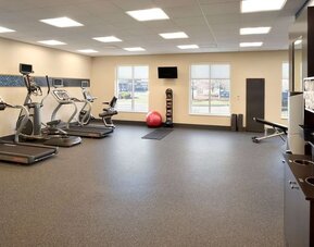 Well equipped fitness center at Hampton Inn & Suites Rosemont Chicago O'Hare.