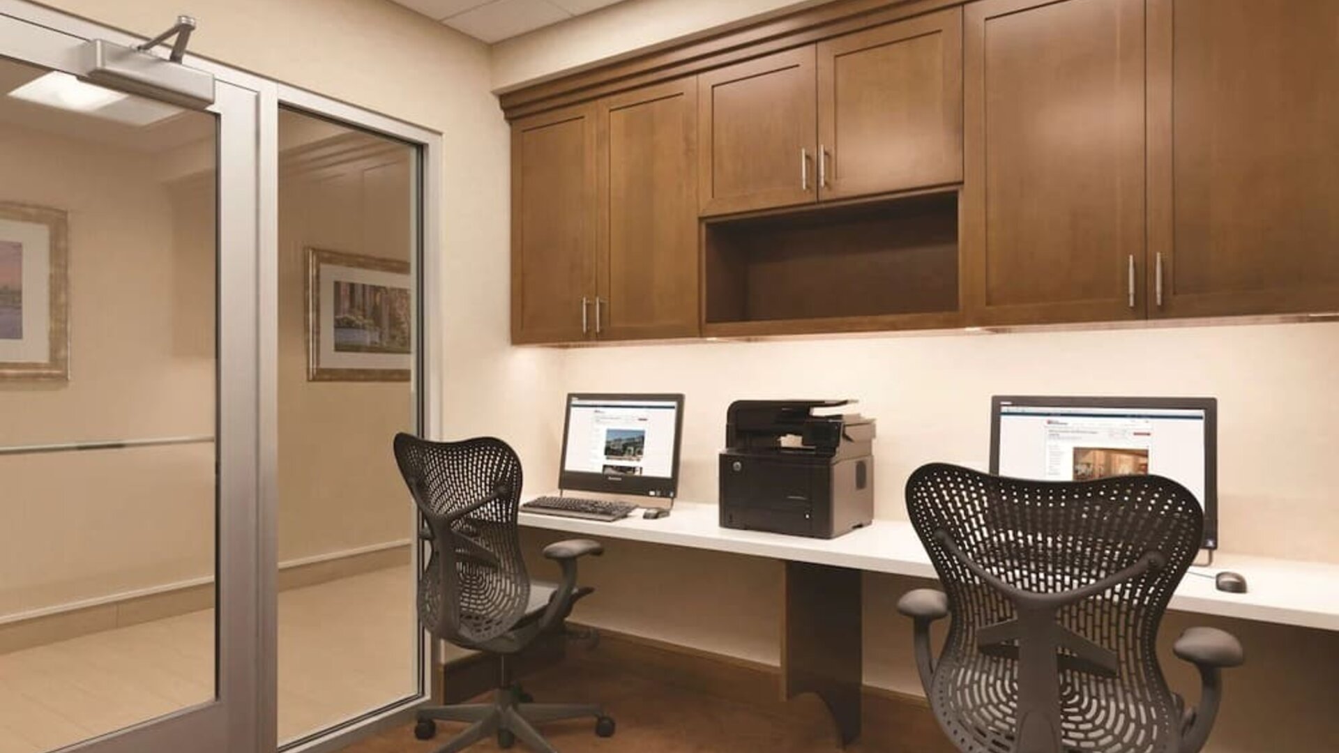 Dedicated business center with PC and printer at Hilton Garden Inn Boston Logan Airport.
