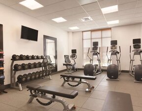 Equipped fitness center at Hilton Garden Inn Boston Logan Airport.