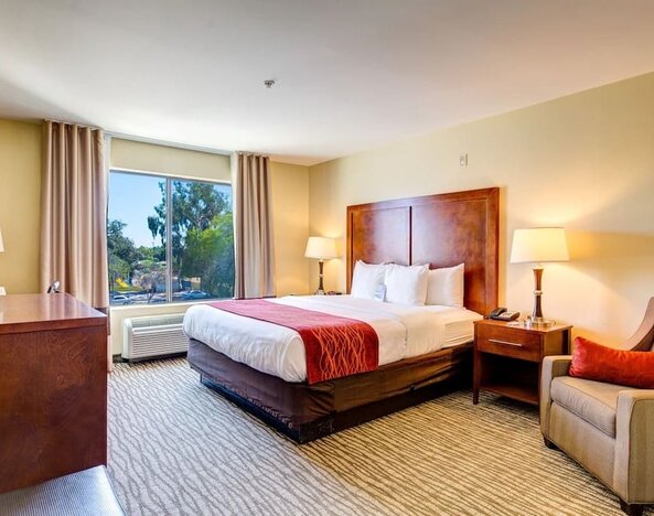 Dayroom with TV and natural light at Comfort Inn Pomona Near Fairplex.