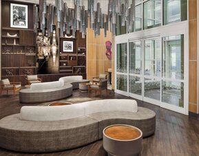 Lobby lounge at Hampton Inn Manhattan/Times Square Central.