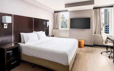 Day use room with work desk and private bathroom at Hampton Inn Manhattan/Times Square Central.