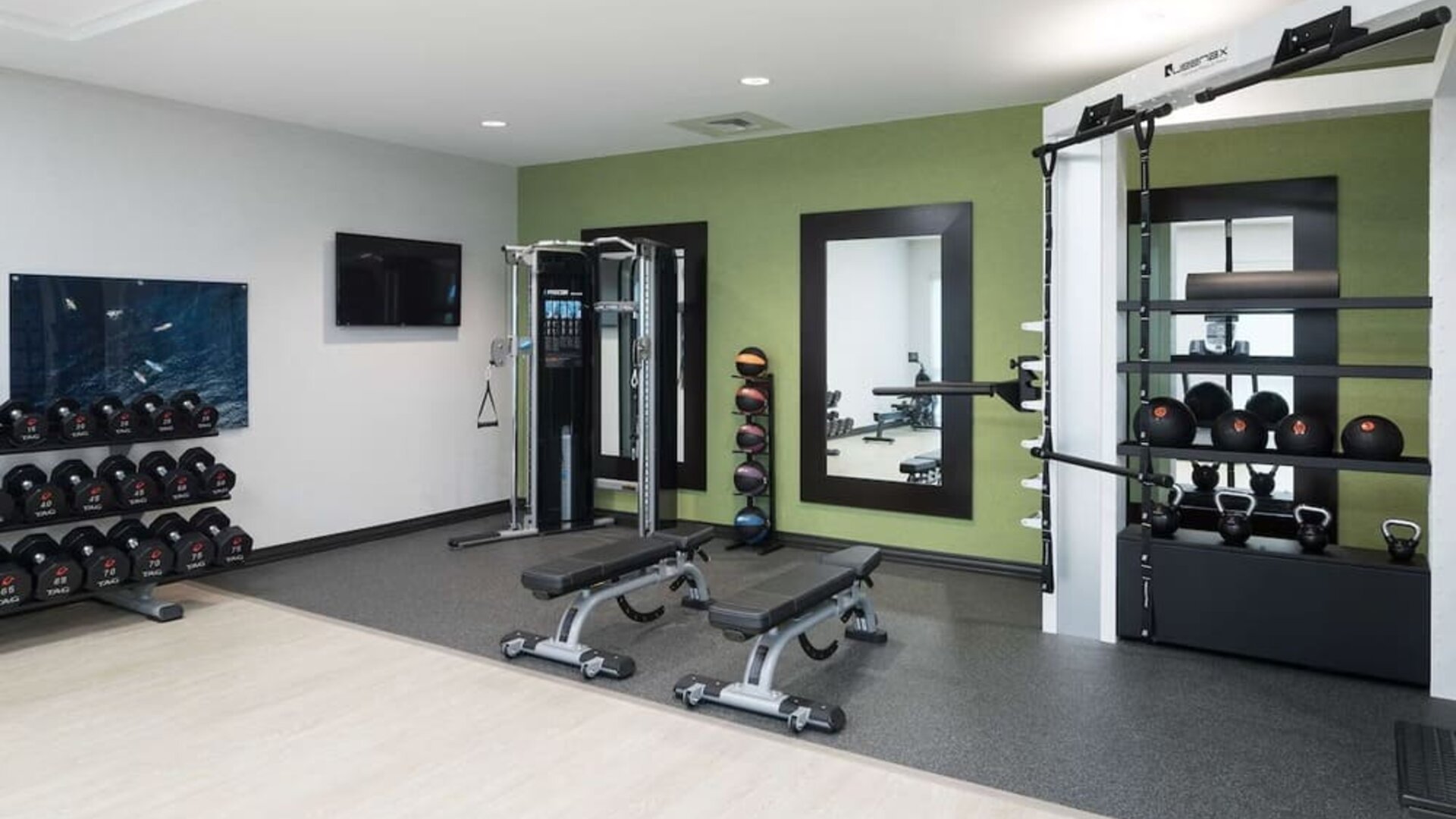 Fully equipped fitness center at Home2 Suites By Hilton Cape Canaveral Cruise Port.
